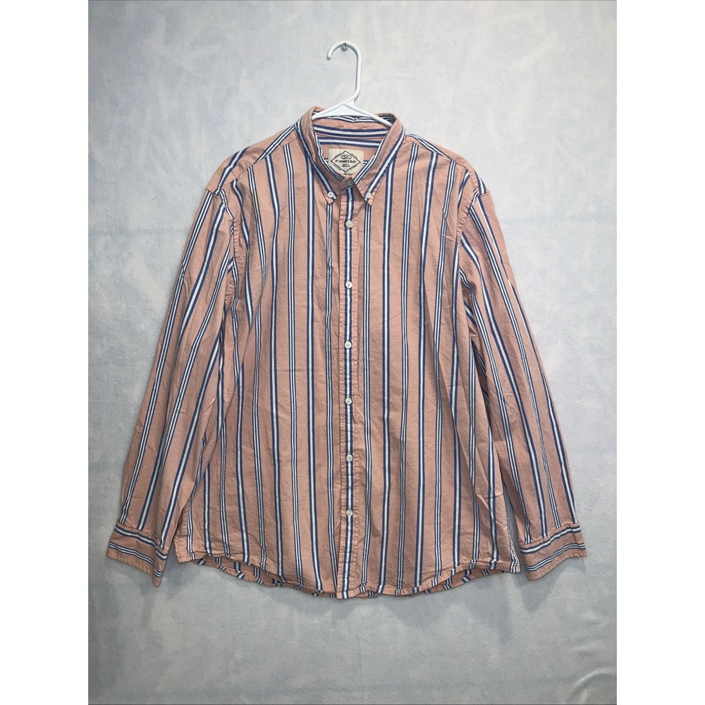 St. Johns Bay Dress Mens Shirt XL Blue Stripe Easy Care Casual Button Down VTG